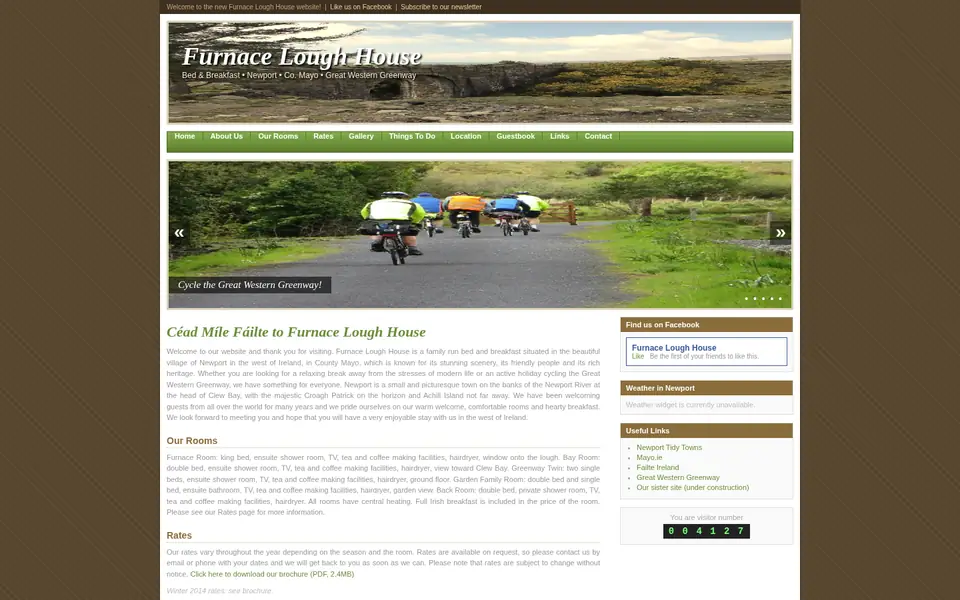 Screenshot of the old Furnace Lough House website.